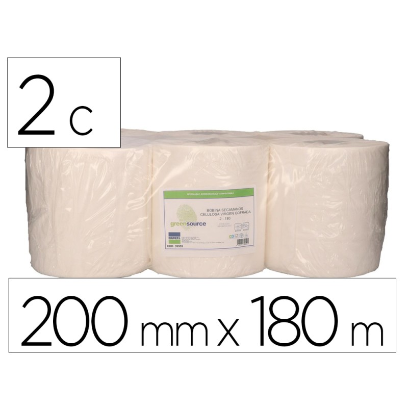 Papel Secamanos Bunzl Greensource Capas Celulosa Blanca Mm X