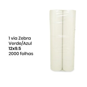 Papel de Computador 12x9.5 - 1 via Zebra Verde/Azul - 2000 Folhas