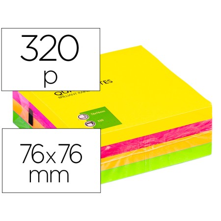 Bloco de Notas Adesivas Q-Connect Fluorescente 75 x 75 Mm