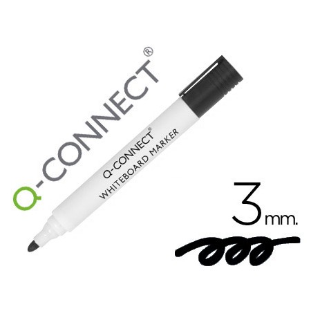 Marcador Q-Connect Quadro Branco Preto Ponta Redonda 3.0 Mm