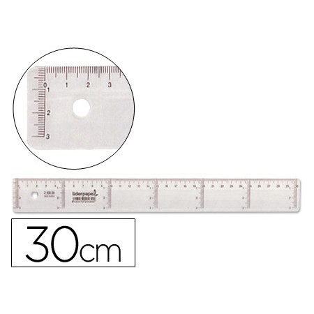 Regua Plastico Cristal Transparente 30 Cm