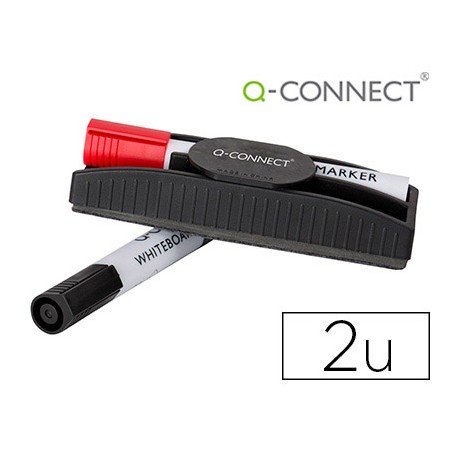 Apagador Q-Connect Magnetico com Marcador Vermelho E Preto Para Quadro Branco