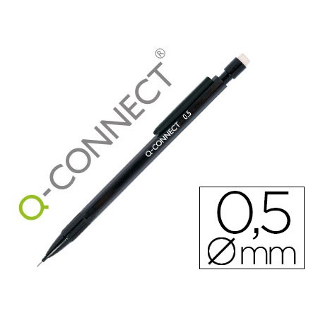 Lapiseira Q-Connect 0.5 Mm com 3 Minas Corpo Preto com Clip Preto
