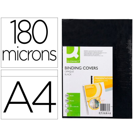 Capa de Encadernacao Q-Connect Pvc Din A4 Opaca Preta 180 Microns Pack de 100 Unidades