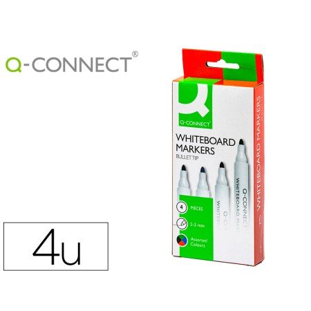 Marcador Q-Connect Quadro Branco 4 Cores Sortidas Ponta Redonda 3.0 Mm