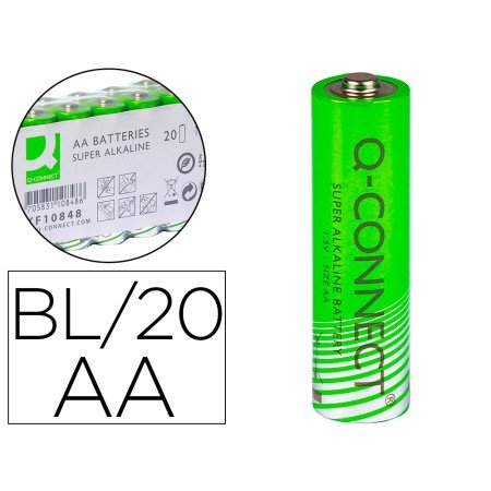 Pilha Q-Connect Alcalina AA Pack com 20 Unidades