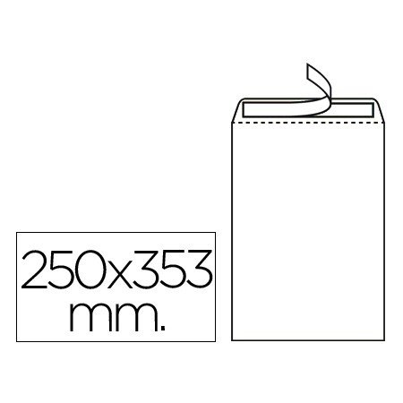 Envelope Bolsa Folio Prolongado Branco 250X353 Mm Tira de Silicone Pack de 250 Unidades