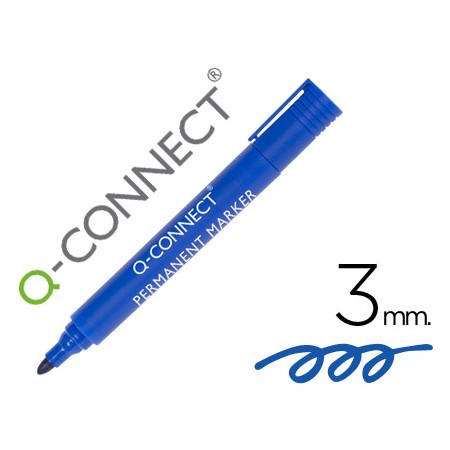 Marcador Q-Connect Permanente Azul Ponta Redonda 3.0 Mm