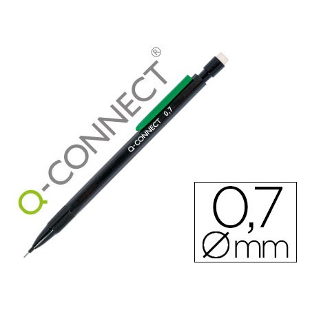 Lapiseira Q-Connect 0.7 Mm com 3 Minas Corpo Preto com Clip Verde