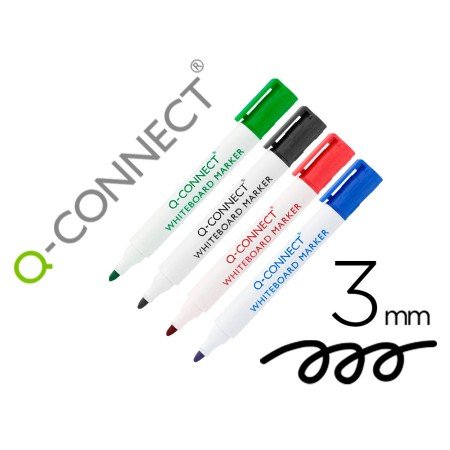 Marcador Q-Connect Quadro Branco 10 Cores Sortidas Ponta Redonda 3.0 Mm