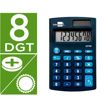 Calculadora de Bolso Xf06 8 Digitos Solar E Pilhas Cor Azul 98X62X8 Mm