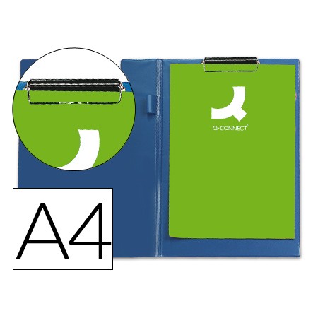 Porta Notas Q-Connect com Mola Miniclip Din A4 Azul