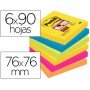Bloco de Notas Adesivas Post-It Super Sticky 76X76 Mm com 90 Folhas Pack de 6 Bloco Cores Sortidas Colecao Rio de Janeir