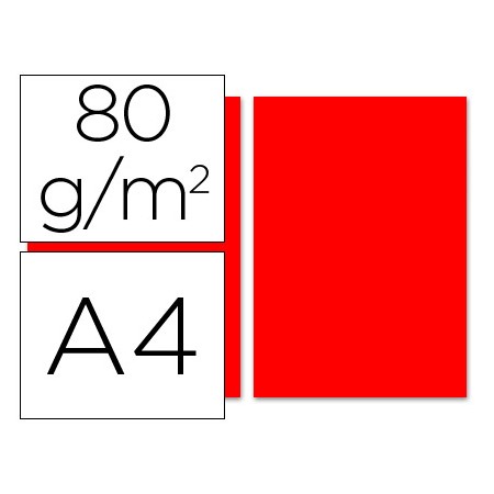 Papel de Cor Din A480 Gr Vermelho Embalagem de 100 Folhas