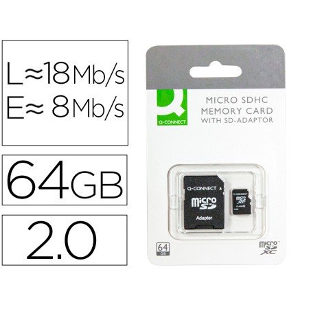 Cartao de Memoria Sd Micro Q-Connect Flash 64 Gb Classe 10 com Adaptador