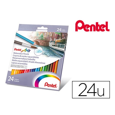 Lapis de Cor Pentel Aguarelaveis Caixa com 24 Unidades