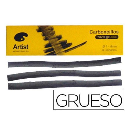 Carvao Artist Gruesos 7-9 Mm Caixa de 3 Barras
