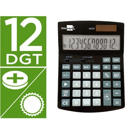 Calculadora de Secretaria Xf27 12 Digitos Taxas Solar E Pilhas Cor Preto 155X115X25 Mm