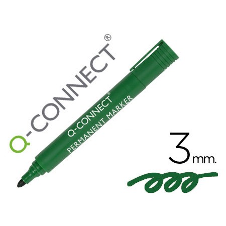 Marcador Q-Connect Permanente Verde Ponta Redonda 3.0 Mm