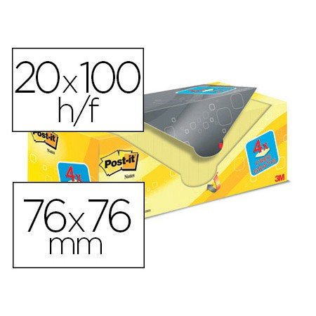Bloco de Notas Adesivas Post-It Super Sticky Amarelo Canario 76X76 Mm Pack Promocional 16+4 Gratis