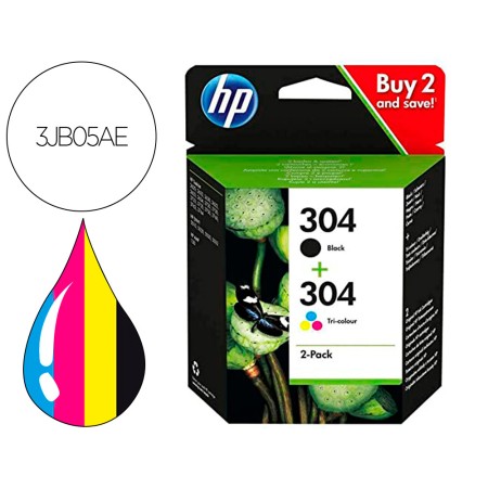 Tinteiro Hp 304 3Jb05Ae Deskjet 2620 / 2630 / 3720 / 3730 / 3750 / 3760 / Envy 5010 / 5020 / 5030 Multipack