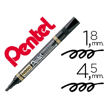 Marcador Pentel N860 Permanente Biselado Preto