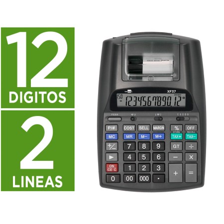 Calculadora de Secretaria com Impressora Ecra Papel 12 Digitos Impressao Bicolor Preta 225X158X56 Mm