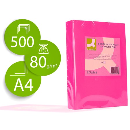Papel de Cor Q-Connect Din A4 80 Gr Rosa Intenso Embalagem de 500 Folhas