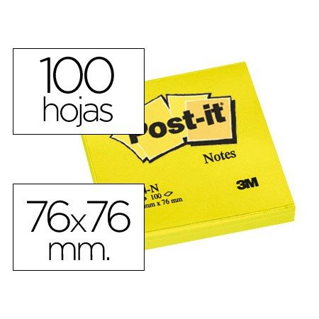 Bloco de Notas Adesivas Post-It Amarelo 76 x 76 Mm