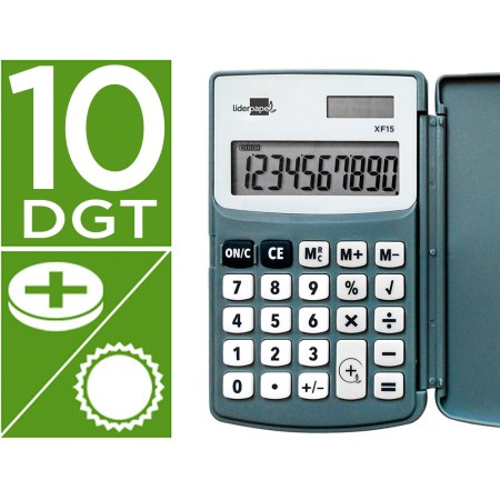 Calculadora de Bolso Xf15 10 Digitos com Capa Solar E Pilhas Cor Cinza 123X75X12 Mm