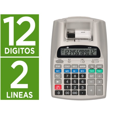 Calculadora de Secretaria com Impressora Ecra Papel 12 Digitos Impressao Bicolor Branca 225X158X56 Mm