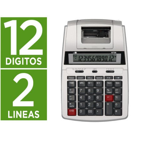 Calculadora de Secretaria com Impressora Ecra Papel 12 Digitos Impressao Bicolor Branca 235X155X62 Mm