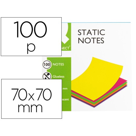 Bloco de Notas Magneticas Q-Connect 70X70 Mm 100 Folhas 5 Cores Fluorescentes