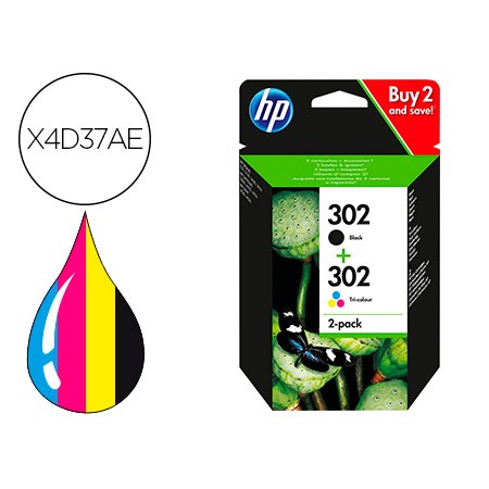 Tinteiro Hp 302 Deskjet 11Xx / 21Xx / 36Xx Envy 45Xx / Officejet 38Xx / 46Xx / 52Xx Pack Multicolor Preto Amarelo Cian M