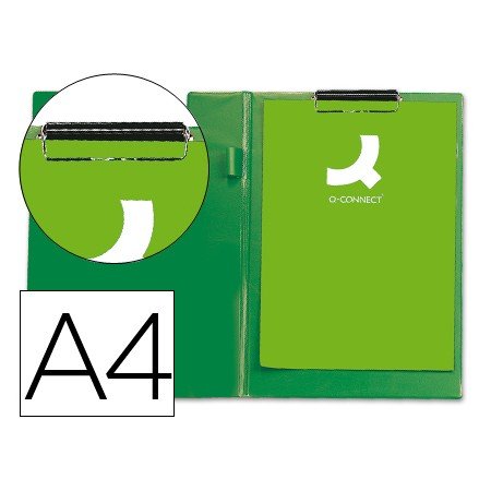Porta Notas Q-Connect com Mola Miniclip Din A4 Verde