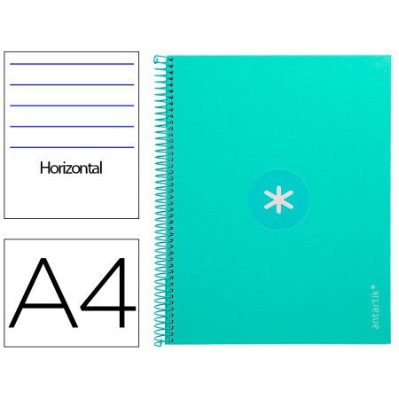 Caderno Espiral Din A4 Antartik Capa Forrada 80F 90 Gr Pautado 1 Banda 4 Furos Cor Menta