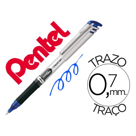 Roller Pentel Bl17 Energel Ponta Metal Azul