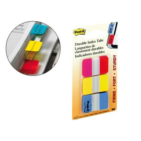 Bandas Separadoras Post-It Index 3 Cores Vermelho, Amarelo E Azul