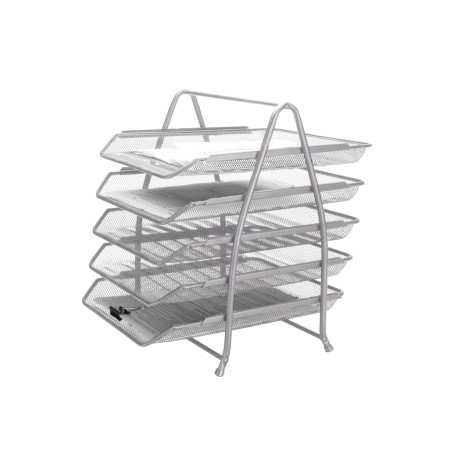 Tabuleiro Secretaria Q-Connect Metalica Rede Prata 5 Bandejas Moveis 350X275X375 Mm