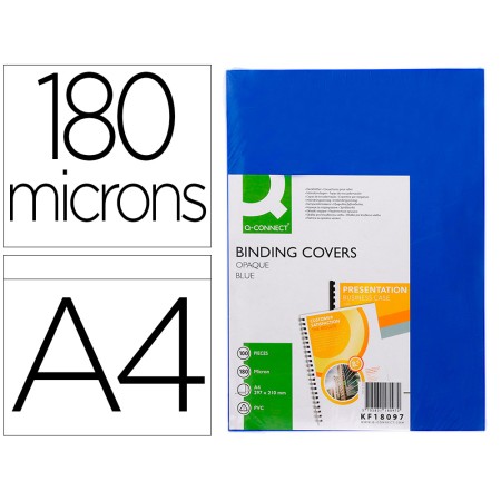 Capa de Encadernacao Q-Connect Pvc Din A4 Opaca Azul 180 Microns Pack de 100 Unidades