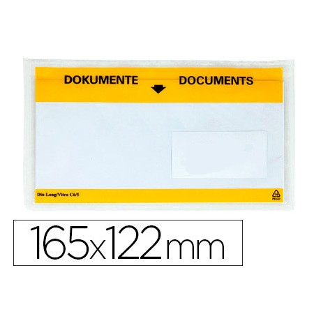Envelope Autoadesivo Q-Connect Porta Documentos Multilingue 165X122 Mm Janela Transparente Pack de 100 Unidades
