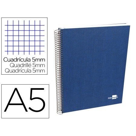 Caderno Espiral A5 Micro Papercoat Capa Forrada 140 F 75 Gr Quadricula 5Mm 5 Bandas 6 Furos Azul