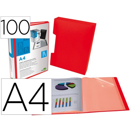 Capa Catalogo 100 Bolsas Din A4 Vermelho Translucido com Caixa