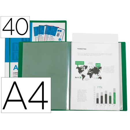 Capa Catalogo 40 Bolsas Din A4 Verde Translucido
