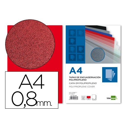 Capa de Encadernacao Polipropileno Din A4 0.8 Mm Vermelha Pack de 50 Unidades