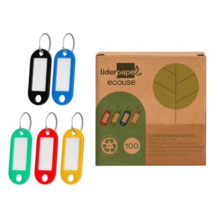 Chaveiro Porta-Etiquetas Ecouse Fabricado em Plastico Reciclado Expositor de 100 Unidades Cores Sortidas