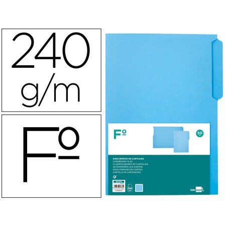 Classificador em Cartolina Folio Pestana Esquerda 240G/M2 Azul