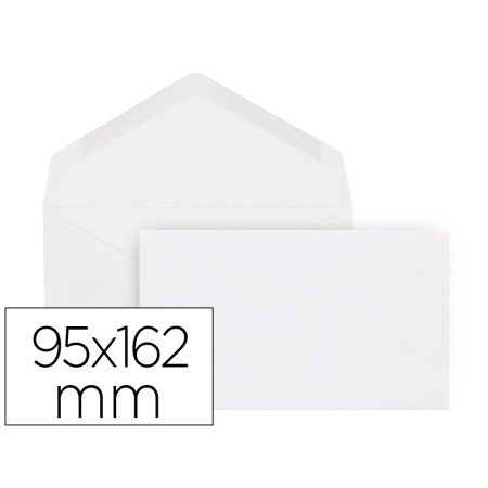 Envelope Branco com Fundo 95X162 Mm Engomado Aba em Bico Caixa de 500 Unidades