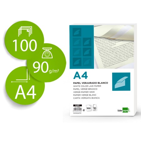 Papel Verge Din A4 90 Gr Branco Embalagem de 100 Folhas