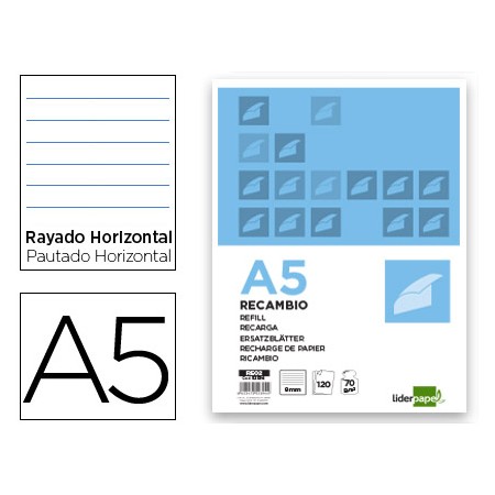 Recarga Din A5 120+20 F Horizontal 6 Furos Sem Margem Bandas 5 Cores Papel 70 Gr